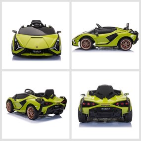 Masina electrica pentru copii 12V Lamborghini, telecomanda, viteza 3-8 km/h, 108x62x40cm, Verde HOMCOM | Aosom RO