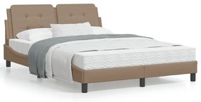 3208181 vidaXL Cadru de pat cu tăblie, cappuccino, 140x190 cm, piele ecologică
