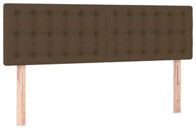 Pat box spring cu saltea, maro inchis, 140x200 cm, textil Maro inchis, 140 x 190 cm, Nasturi de tapiterie