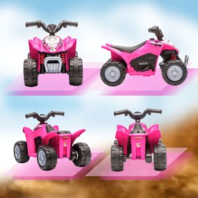 AIYAPLAY ATV Electric, Mini Motocicletă pentru Copii 18-36 Luni cu Lumini LED, Claxon și Pedale, 65,5x38,5x43,5 cm, Roz | Aosom Romania