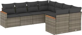 vidaXL Set canapele de grădină cu perne, 8 piese, gri, poliratan