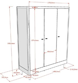 Dulap cu 3 Uși Forrest Oak, pentru Camera Copii, din Lemn de Stejar, Natur – Vipack