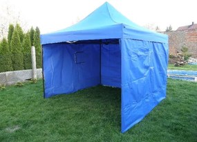 Cort de grădină DELUXE foarfecă+pereți lateral-3x3m albastru