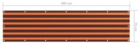 Paravan de balcon portocaliu si maro 75x300 cm tesatura oxford portocaliu si maro, 75 x 300 cm
