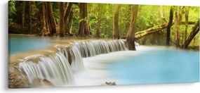 Tablou cu cascada Huai Mae Kamin în pădure (120x50 cm)