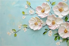 Tablou - Flori pe fundal albastru (90x60 cm)