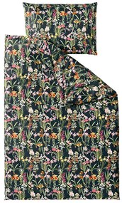 Set Lenjerie cocolino MYSTIC GARDEN verde inchis + Cearsaf Cocolino microplus cu elastic SOFT 180x200 cm alb, pat dublu