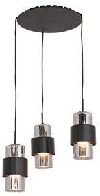 Lustra cu 3 pendule design modern Vaia crom, negru