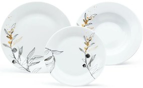 Set de masă din 18 piese Arôme Home Salcie, alb extra