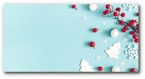 Tablou pe sticla Ornamente de Crăciun cu fulgi de zăpadă