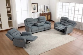 Set canapea dumonde 3+2+1, reclinere electrice, incarcare wireless, priza, masuta, suport pahare Sorren