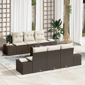 vidaXL Set de canapele pentru grădină 7 pcs Maro Rattan poli