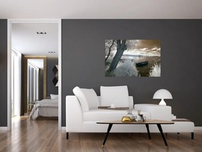 Tablou cu barca pe lac (90x60 cm)