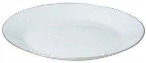 Set farfurii Kinghoff KH 1877, 18 piese, 6 persoane, Opal, Alb/Argintiu