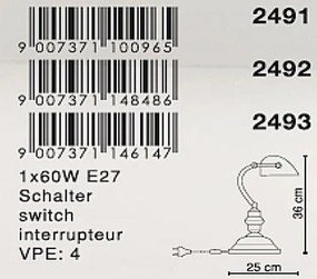 Veioza, lampa de masa Antique 2491 GL