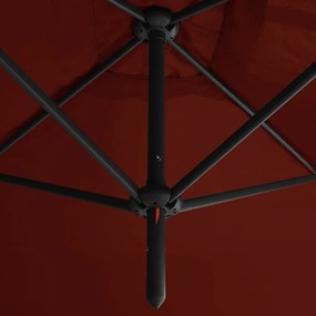 Umbrelă de soare dublă, stâlp din oțel, cărămiziu, 600x300 cm