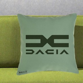 Perna Personalizata cu emblema Dacia, 40x40 cm, Verde, Husa Detasabila, Perna Inclusa, BEKZ®