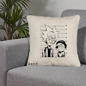 Perna Personalizata Rick si Morty Dosar, 40x40 cm, Bej Canapea, Husa Detasabila, Perna Inclusa, BEKZ®