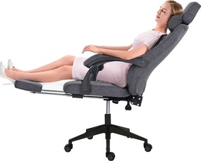 Scaun de birou rotativ cu tetiera si suport pentru picioare-gri inchis