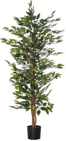 HOMCOM Plantă Ficus Falsă, Plantă Înaltă de 150cm, Plantă Artificială Decorativă pentru Interior și Exterior, Ø17x14.5 cm, Verde | Aosom Romania