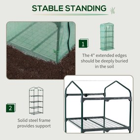 Sera gradina Outsunny pentru plante cu 4 rafturi, legume, fructe, ierburi 70x50x160cm, verde | Aosom RO