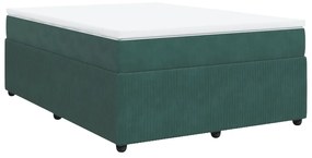 3285641 vidaXL Pat box spring cu saltea, verde închis, 140x190 cm, catifea