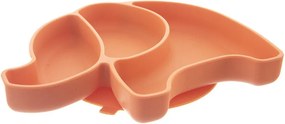 Farfurie pentru copii portocalie din silicon 18x23 cm Elephant – Orion