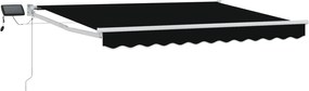 vidaXL Marchiză retractabilă manuală cu led-uri Negru 3,5 x 2,5 m