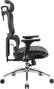 Scaun ergonomic SIHOO M56B-V2-M101, Suport Lombar Dinamic 3D, Tetieră 3D, Cotiere 3D, Înclinare 125°, Bază Metalică Cromată, Mesh, Negru