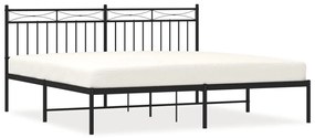 373695 vidaXL Cadru de pat metalic cu tăblie, negru, 180x200 cm