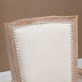 HOMCOM Scaun pentru sufragerie, scaun de bucătărie, decor cu nituri, stil rustic francez, lemn de cauciuc, Crem-alb, 59 x 63,5 x 96cm | Aosom Romania