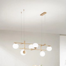 Ondaluce - Lustră suspendată pe cablu JEWEL 6xE14/10W/230V auriu/alb