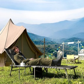 Outsunny Șezlong Pliant cu Spătar Reglabil Tetieră Buzunar Lateral Tavă și Structură din Oțel 190x60x31 cm Negru | Aosom Romania