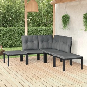 3187757 vidaXL Set mobilier de grădină, 5 piese, negru/gri, poliratan