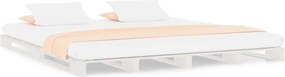 vidaXL Pat din paleți Small Double alb, 120x190 cm, lemn masiv pin