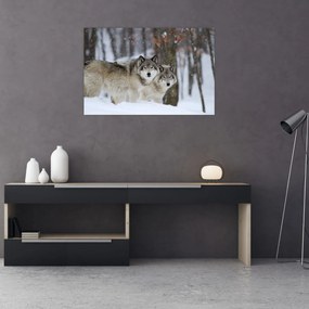 Tablou - Lupii în timpul iernii (90x60 cm)