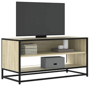 vidaXL Comodă TV, stejar sonoma, 91x40x46 cm, lemn prelucrat și metal