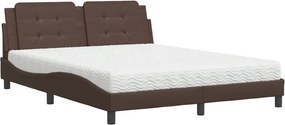 vidaXL Pat cu saltea, Zadar, maro, 160x200 cm, piele ecologică