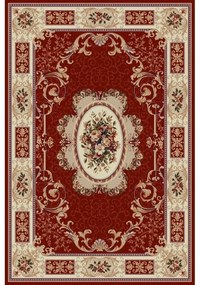 Covor rosu cu flori si modele geometrice 542 Selectează mărime: 200 X 300