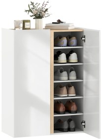 HOMCOM Chiosc pentru pantofi cu funcție de închidere blândă, design cu 6 niveluri fără mânere, susține până la 18 perechi, pentru hol, zona de intrare, lemn, Alb | Aosom Romania