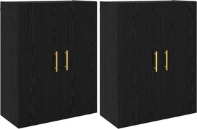vidaXL Dulap montat pe perete 2 pcs Stejar Negru 69,5 x 34 x 90 cm