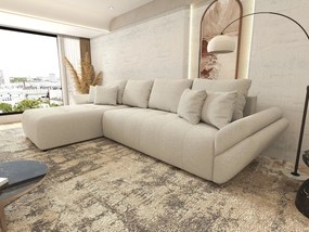 Colțar extensibil dumonde cu ladă de depozitare si sezut confortabil din spuma high-density, Berlin XL Euphoria Ivory 350x185 cm