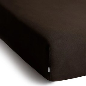 Cearceaf maro închis din jerseu cu elastic 180x200 cm Amber – Restilo