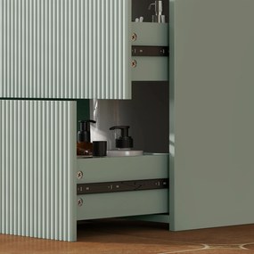 HOMCOM Corp sub lavoar, mobilier de baie cu 2 sertare, stil modern, 80 x 40 x 60 cm, verde și lemn natural | Aosom Romania