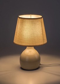 Lampa de masa ceramica si abajur bej Ingrid
