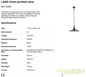 Pendul design industrial LANG verde 62805
