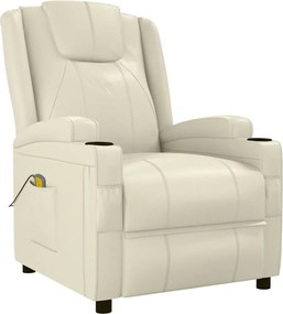 vidaXL Fotoliu de masaj, alb crem, piele ecologică