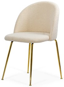 Scaune living bej din boucle cu cadru metalic auriu BUC 284