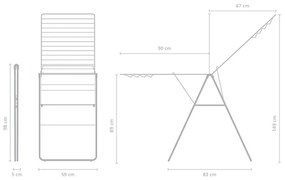 Uscator de rufe Brabantia Hangon 1004168, 25 m, 8 umerase, Reglabil, Blocare pentru copii, Negru mat