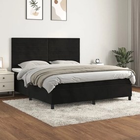 3143099 vidaXL Pat box spring cu saltea, negru, 180x200 cm, catifea